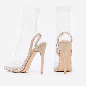Shoes | New Clear Fishnet Nude Heels | Poshmark